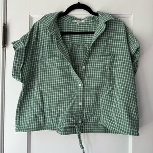 Madewell Casual Green Checkered Blouse